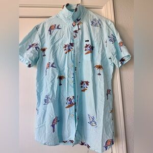 O'Neill Light Blue Tropical Parrot & Palm Short-Sleeve Button-Down Shirt